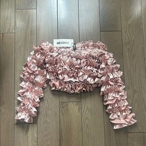 Pink Ruffled Long Sleeve Top